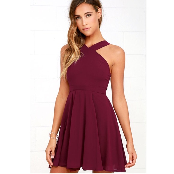 lulus burgundy skater dress